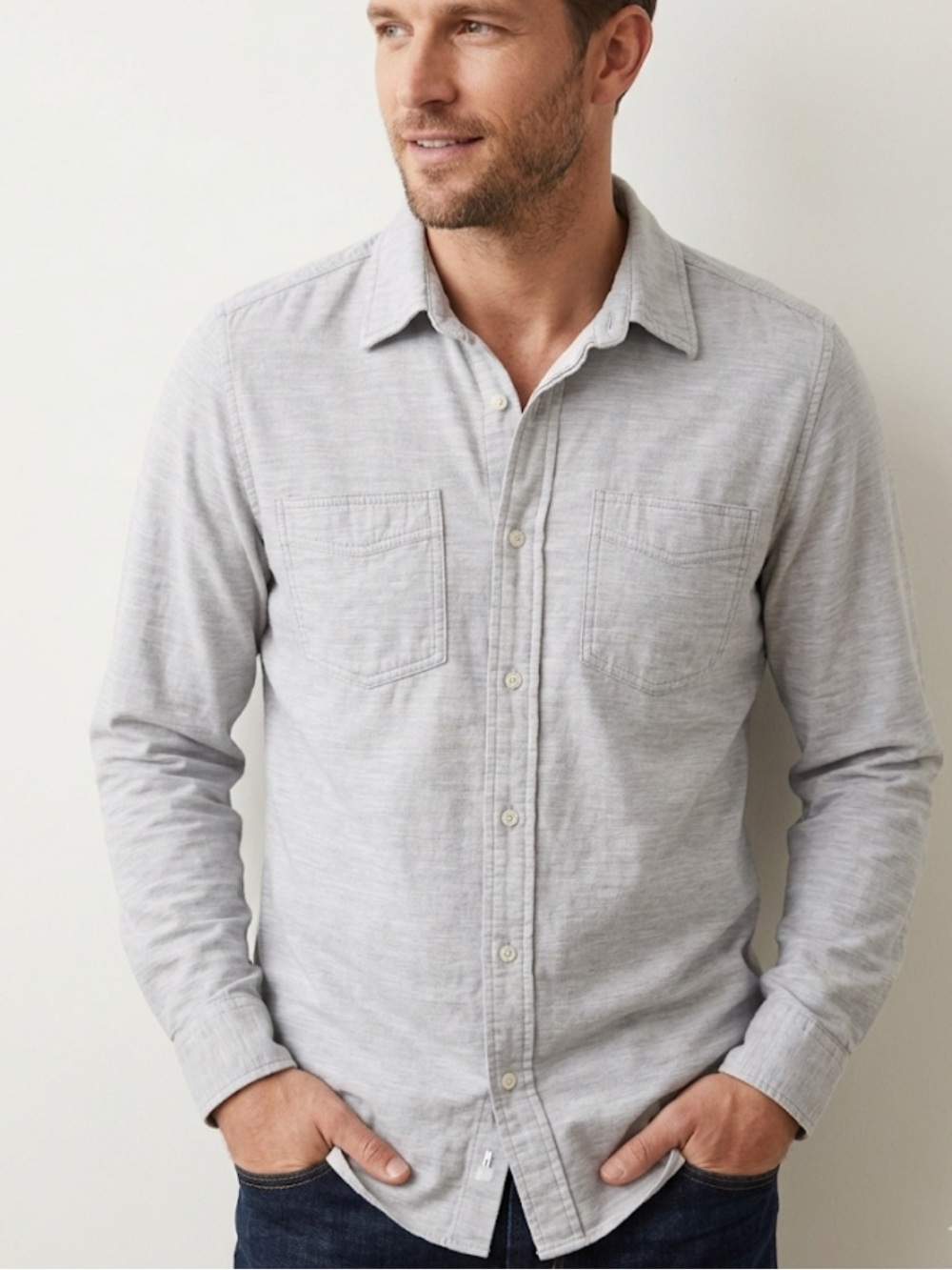 Jack Spade Bleecker Street New York Heathered Gray Cotton Button Down Shirt